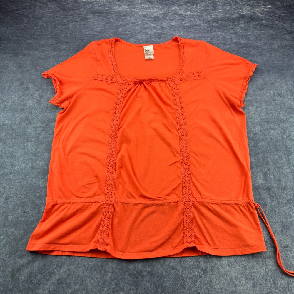 Just My Size Womens 2X Orange Cotton‎ Crochet Trim Peplum Top FFJM9224